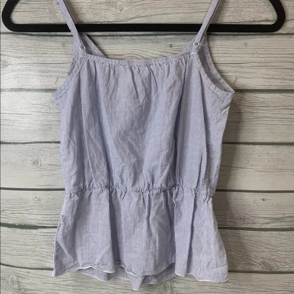 Kirra Peplum Tank Top Size XS Button down White & Blue stripe Nautical Boho - Picture 5 of 14